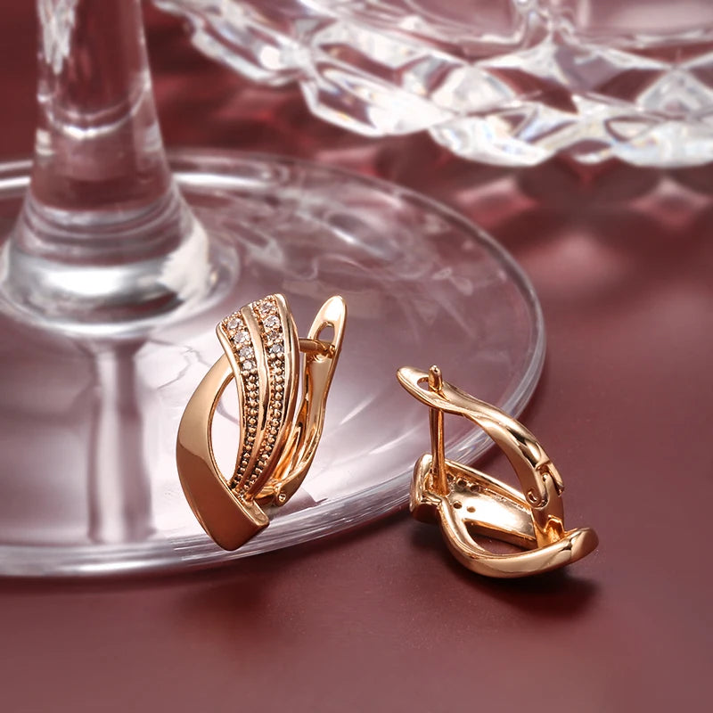 Kinel Hot Fashion Glossy Dangle Earrings 585 Rose Gold Simple Geometry